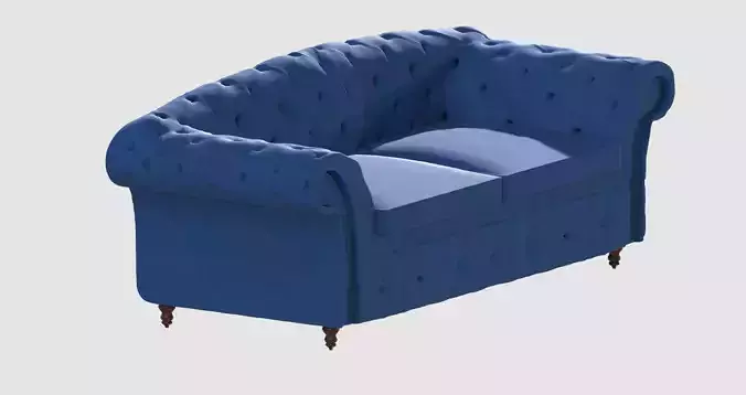 Blue capitone basic sofa