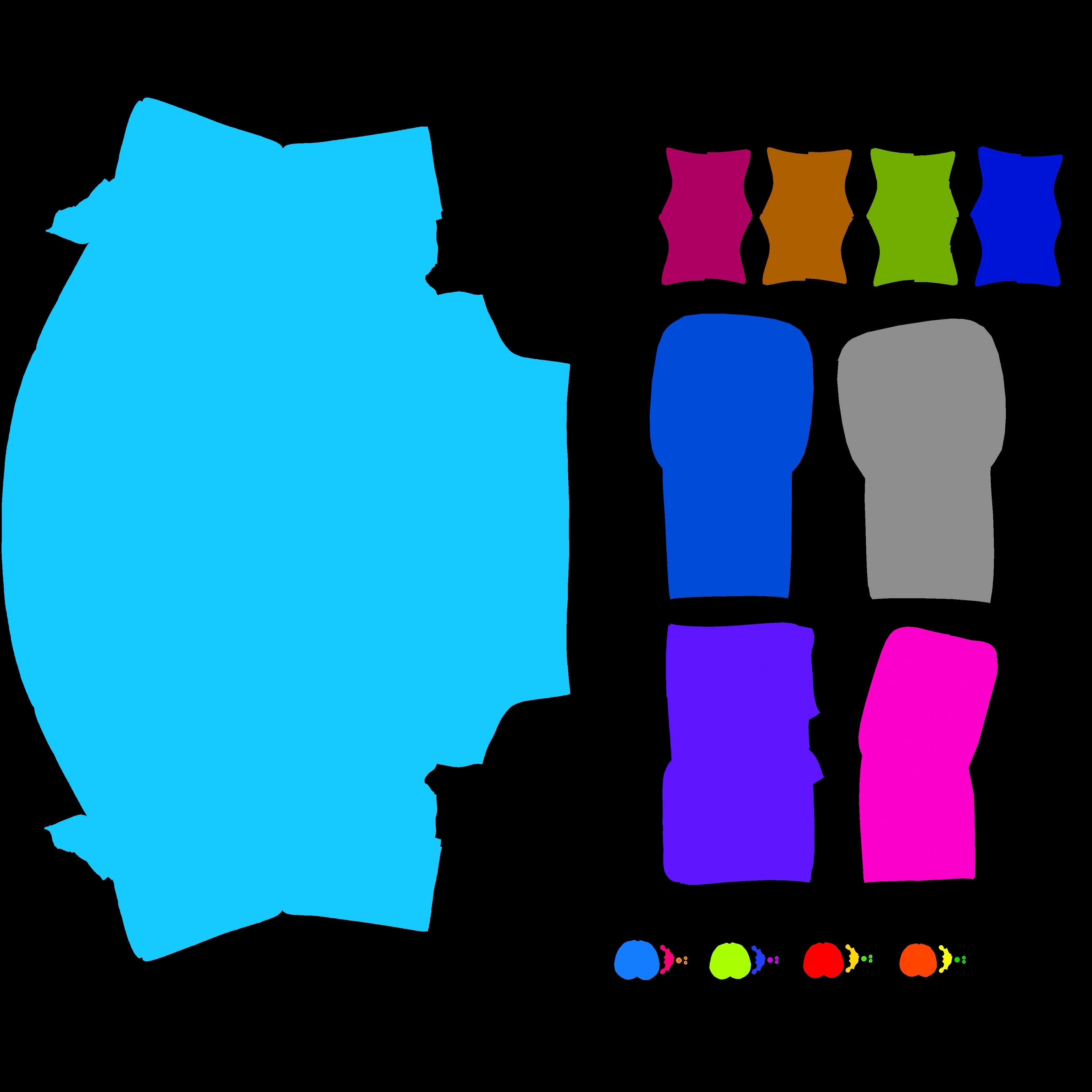 Light blue capitone basic sofa 3D model_6