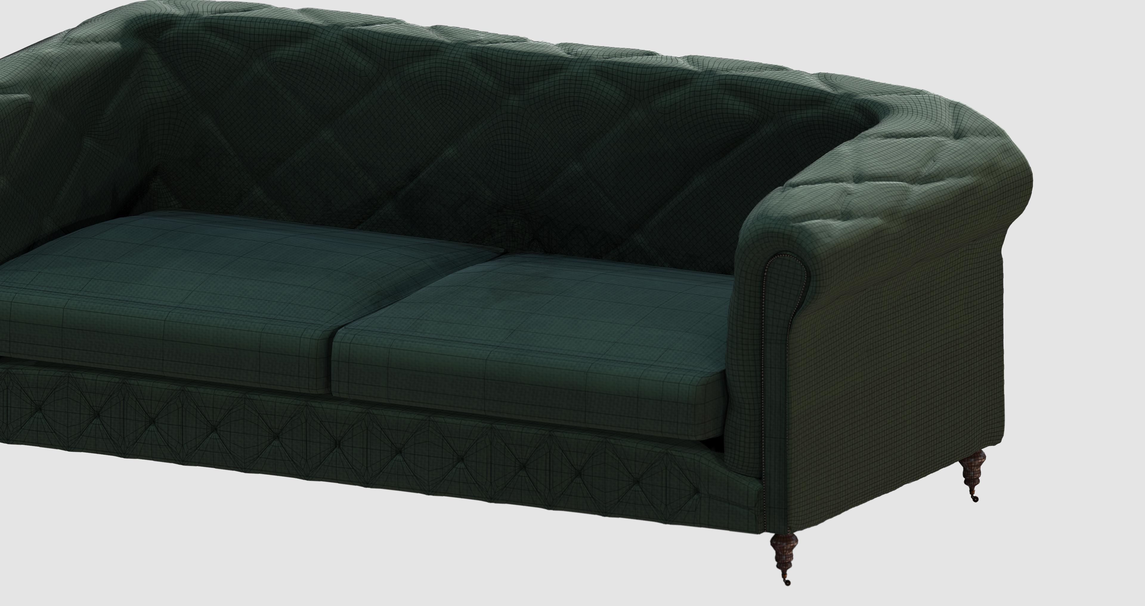 Green capitone basic sofa 3D model_6