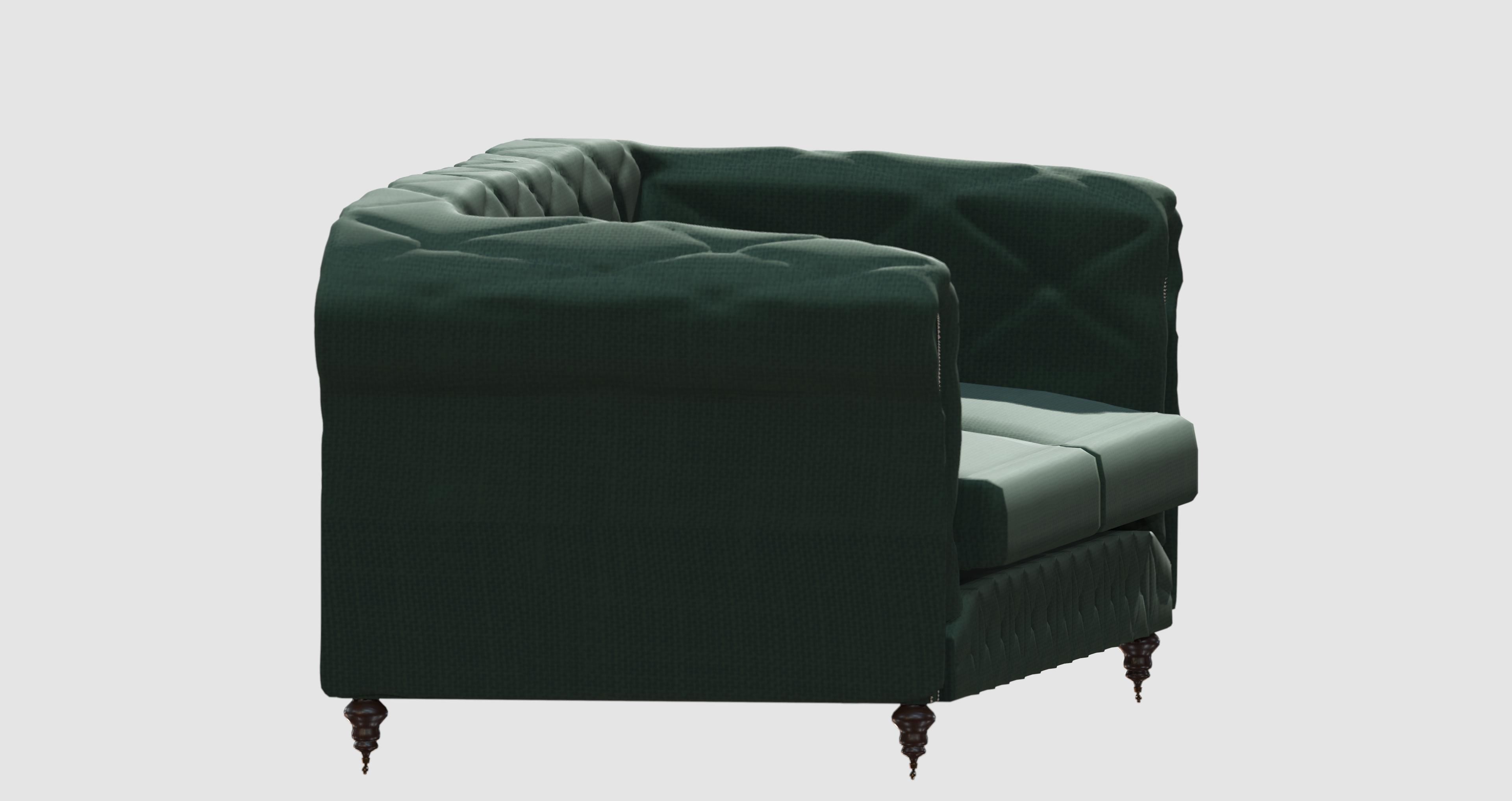 Green capitone basic sofa 3D model_1