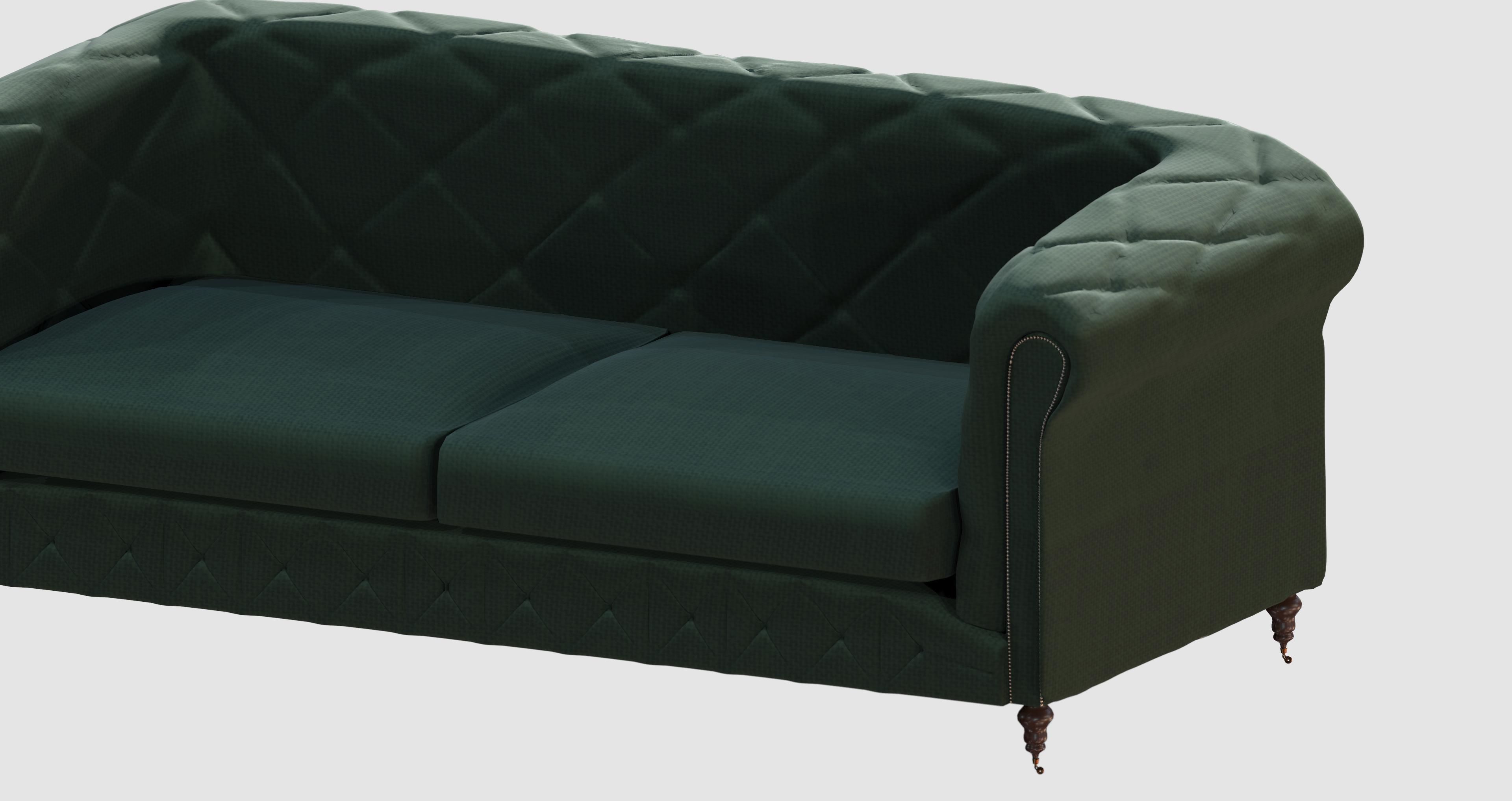 Green capitone basic sofa 3D model_5