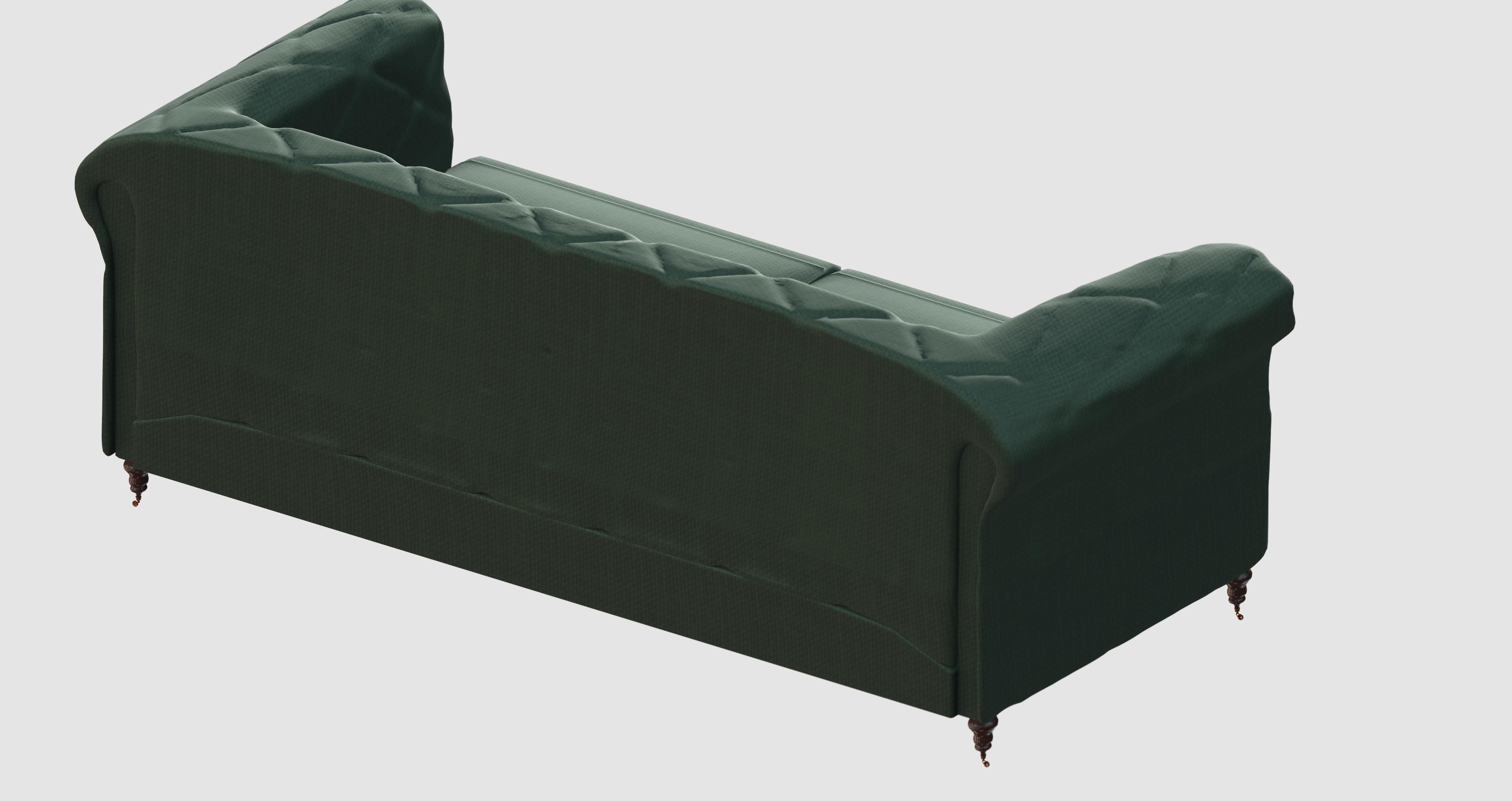 Green capitone basic sofa 3D model_2