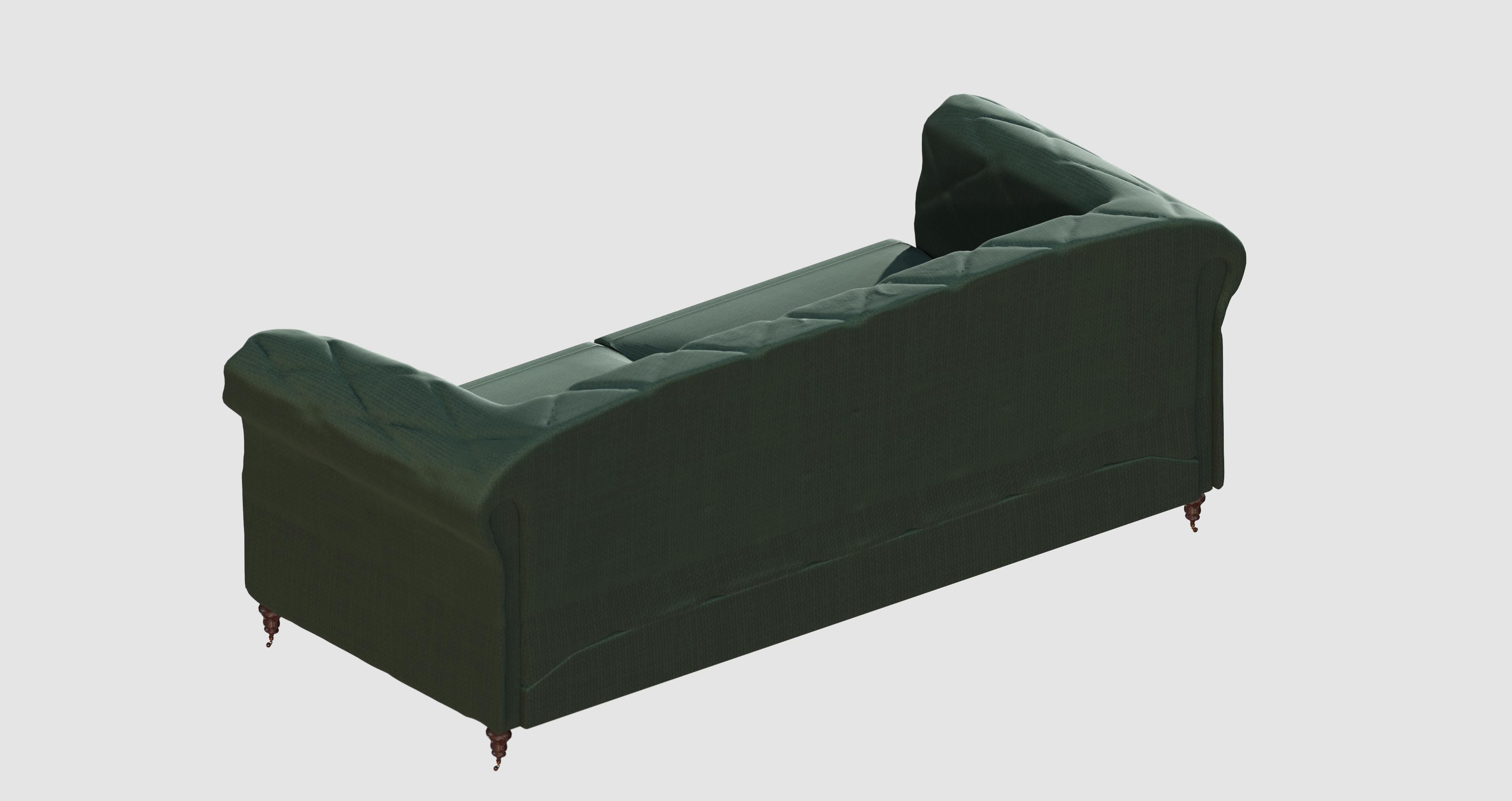 Green capitone basic sofa 3D model_4