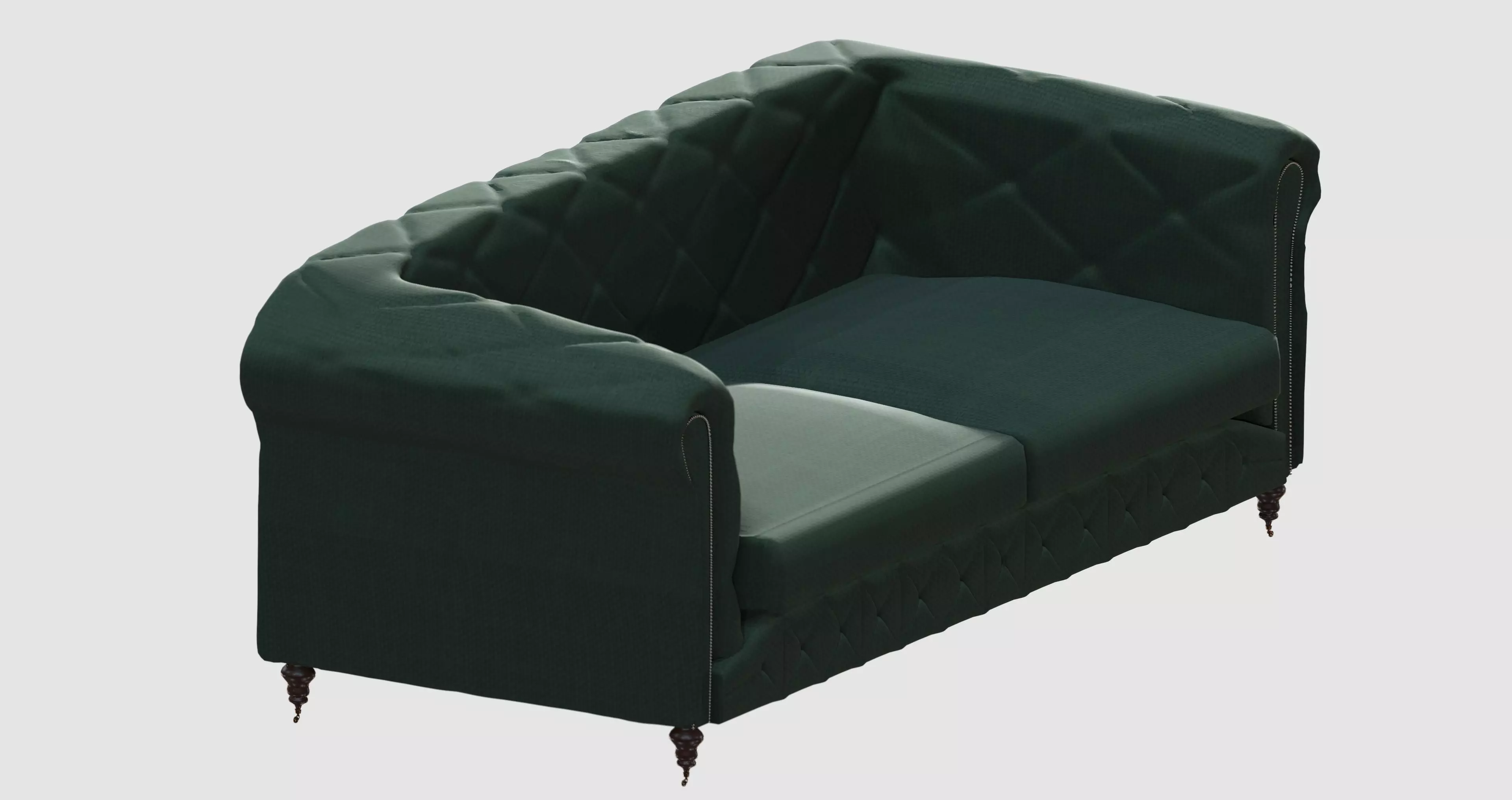 Green capitone basic sofa 3D model_0