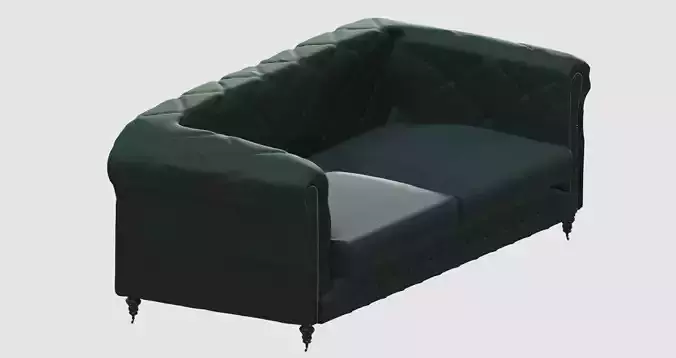 Green capitone basic sofa