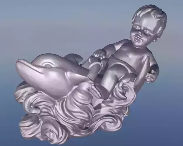 Dauphin et enfant 3D print model