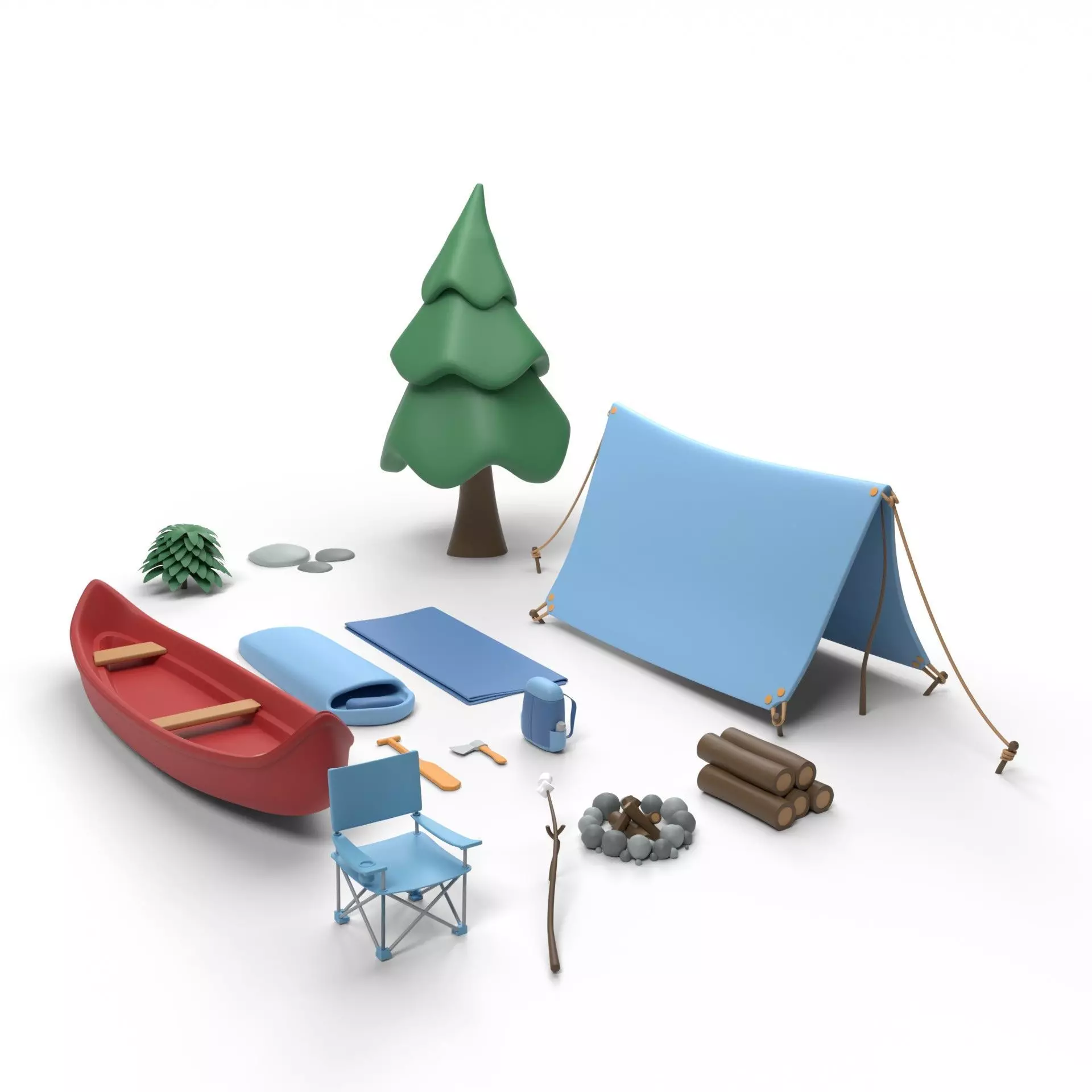 Stylized Cartoon Camping Kit 3D model_0