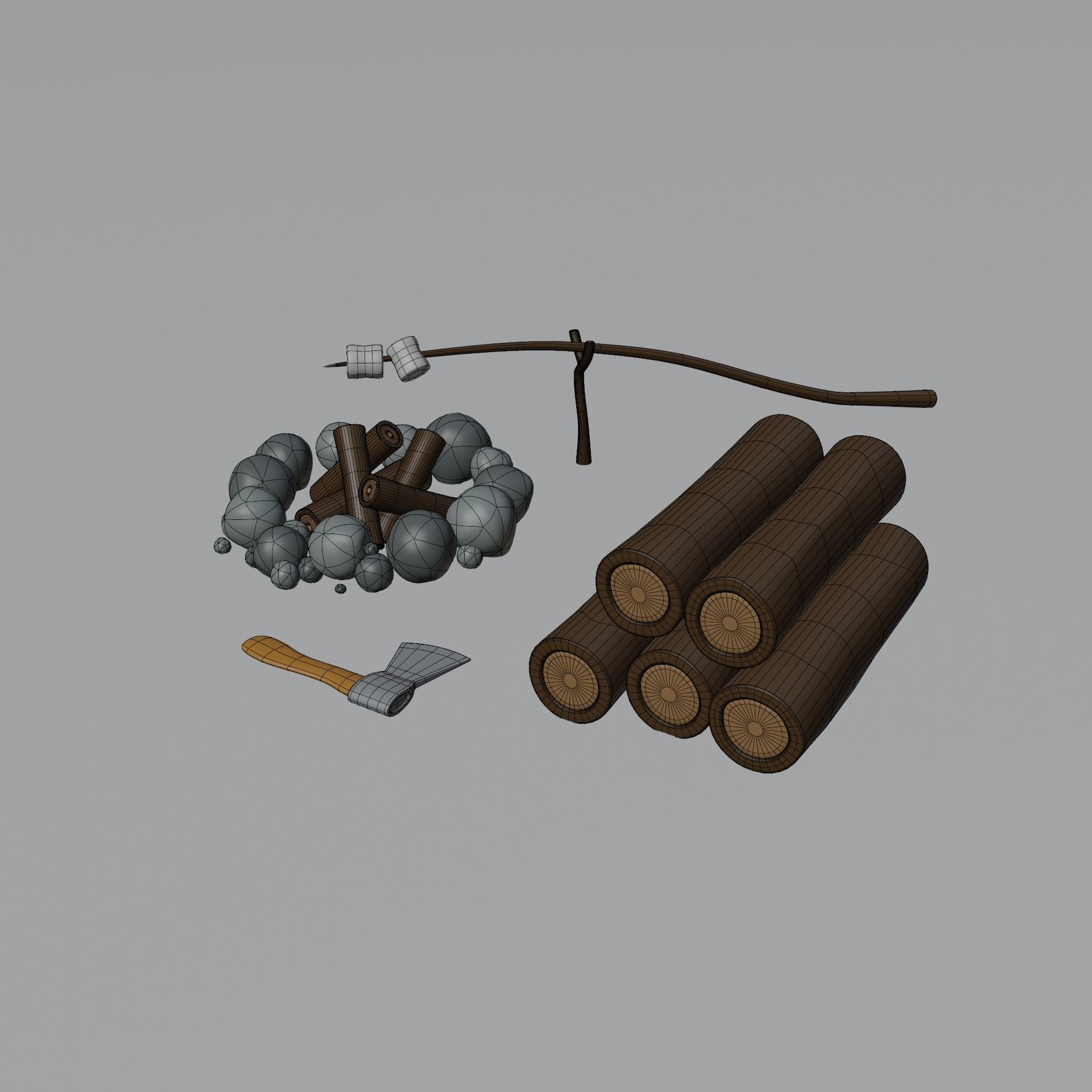 Stylized Cartoon Camping Kit 3D model_4