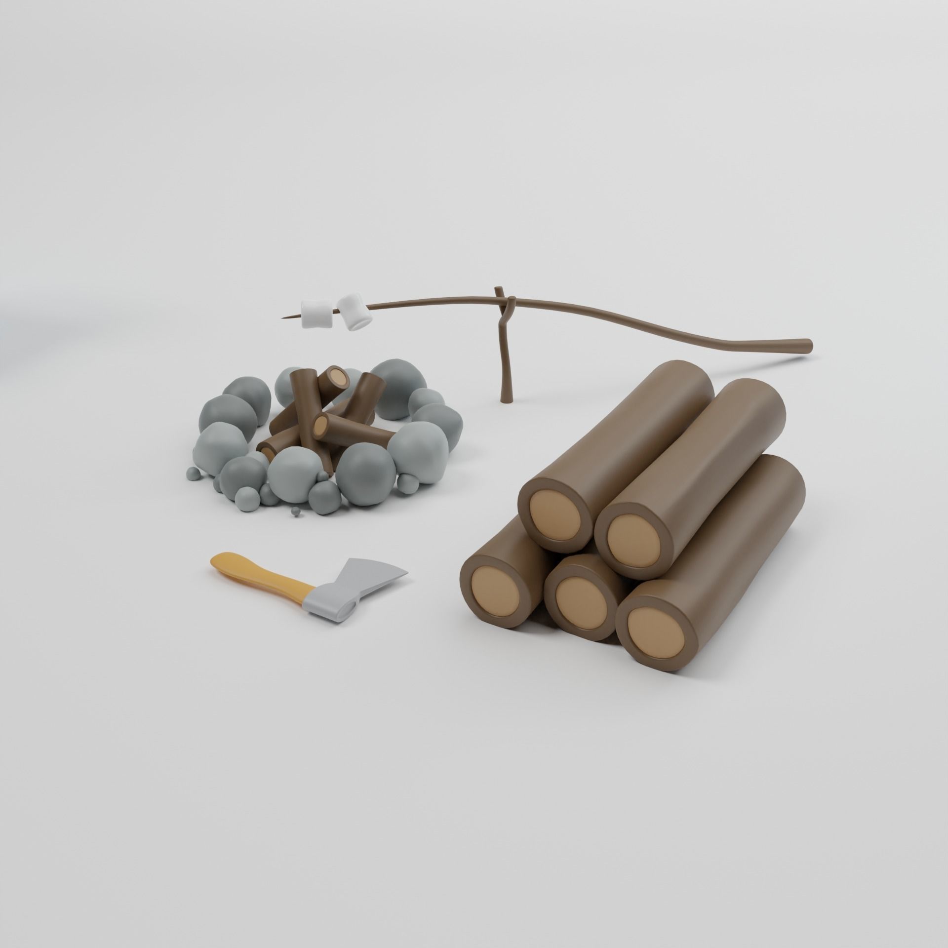 Stylized Cartoon Camping Kit 3D model_3