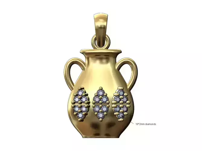Diamond clusters urn pendant charm with bail