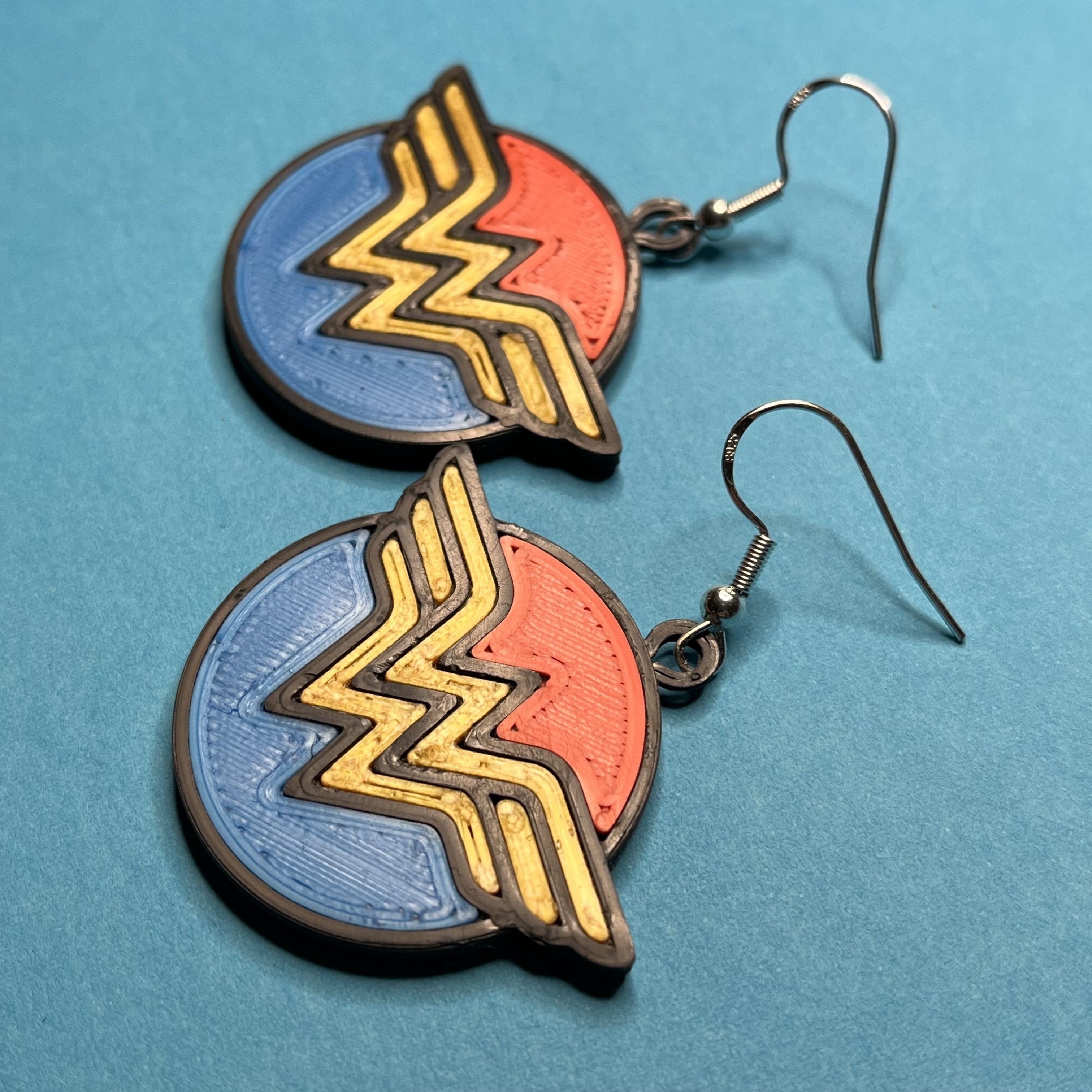 Wonder Woman Logo Earrings 3D print model_1