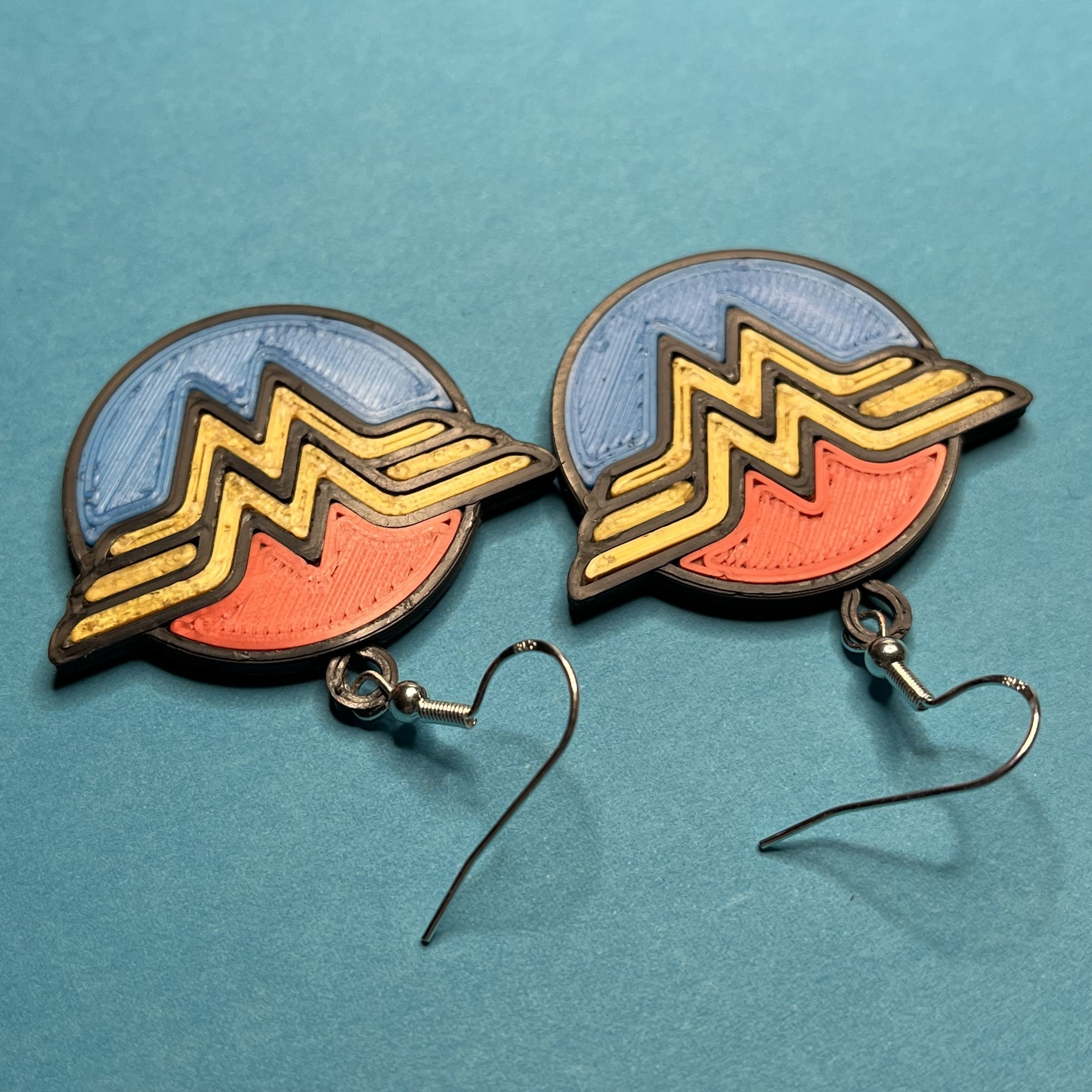 Wonder Woman Logo Earrings 3D print model_2