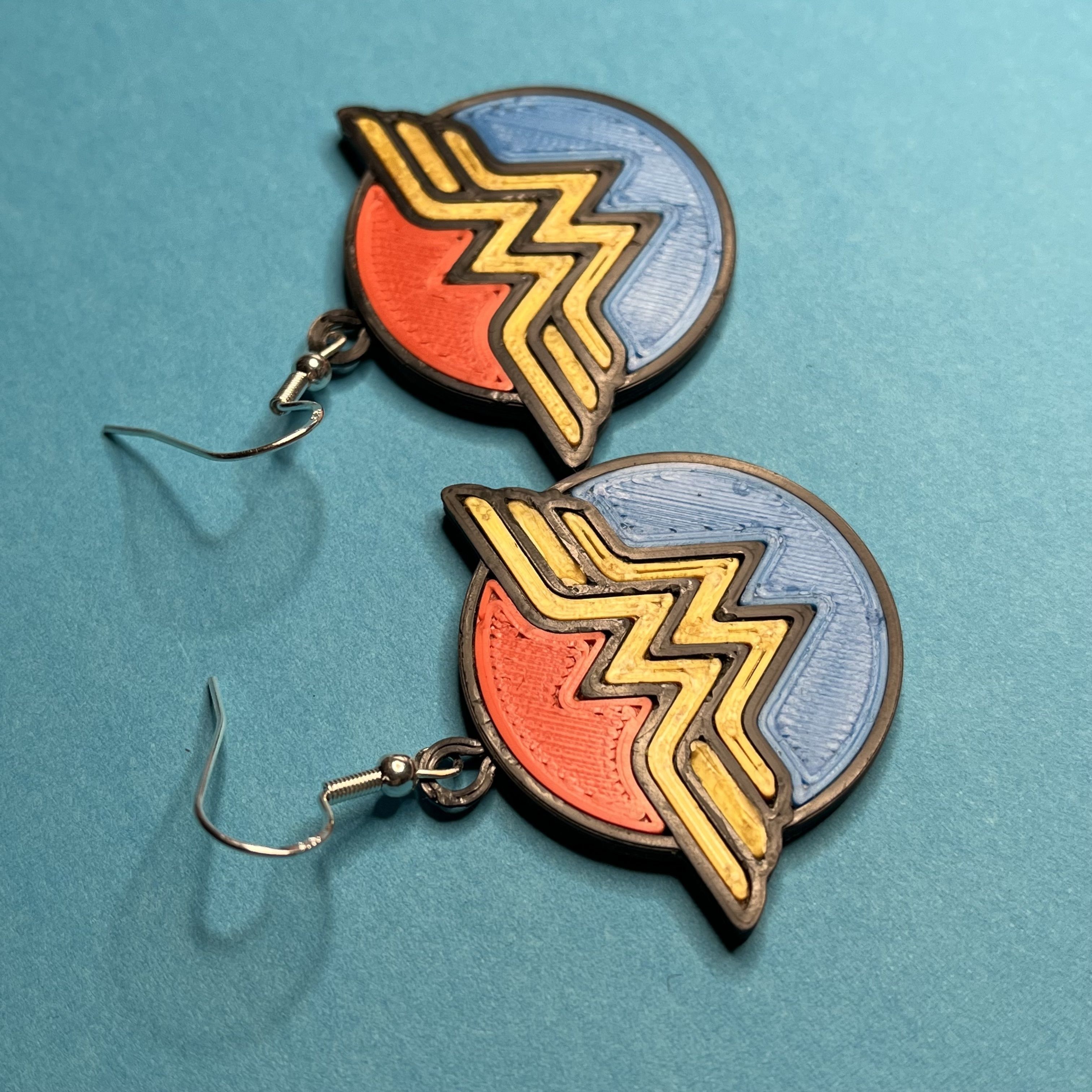 Wonder Woman Logo Earrings 3D print model_3