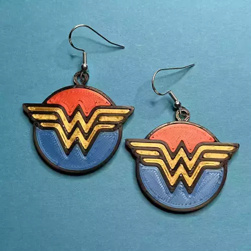 Wonder Woman Logo Earrings 3D print model
