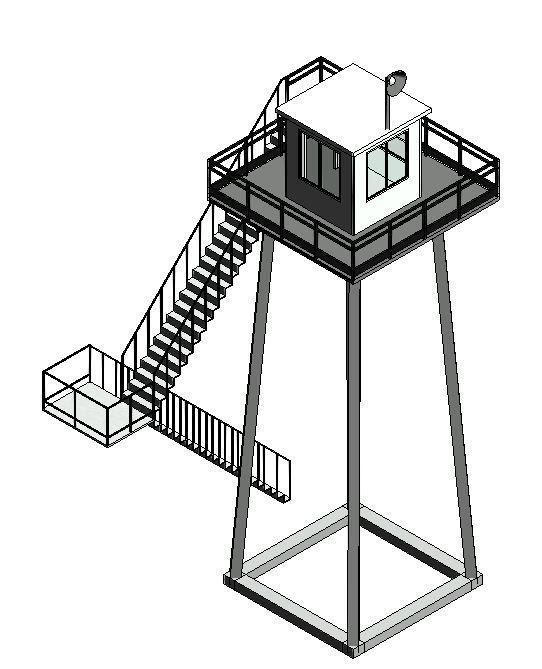 WatchTower-25 guard tower with stairs Low-poly 3D model_1