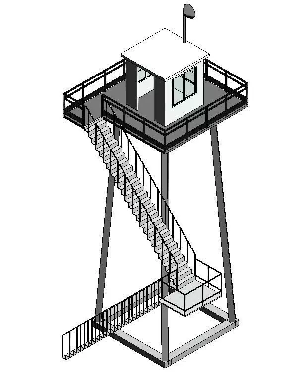 WatchTower-25 guard tower with stairs Low-poly 3D model_0