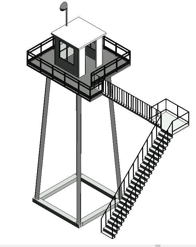 WatchTower-25 guard tower with stairs Low-poly 3D model_2