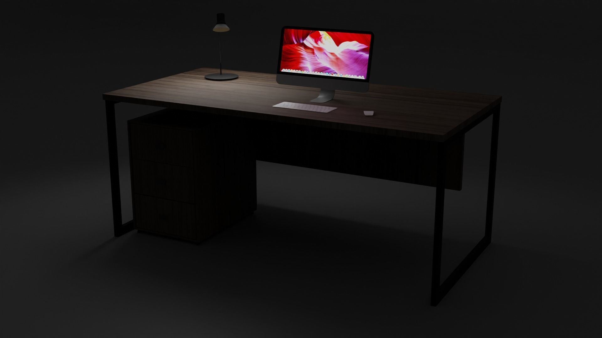 Low Poly office table Free low-poly 3D model_5