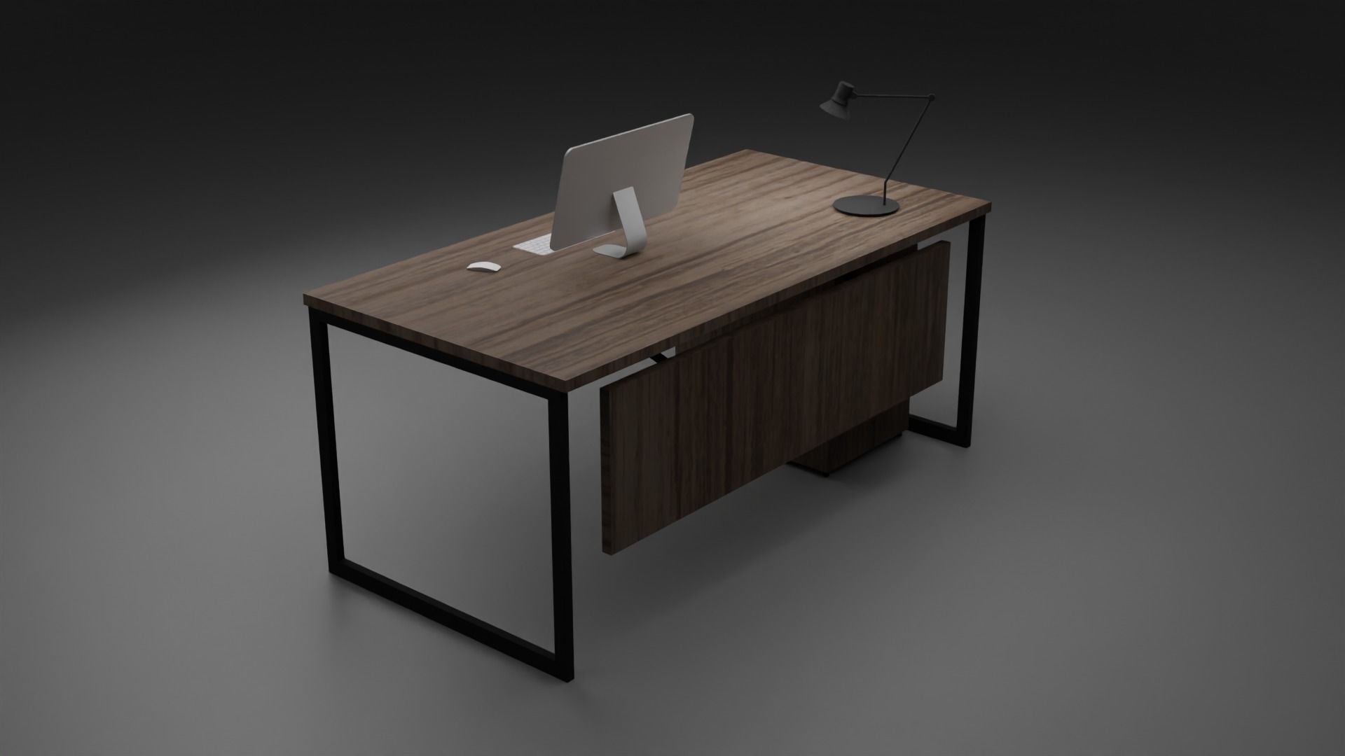 Low Poly office table Free low-poly 3D model_1
