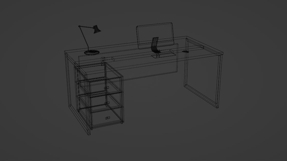 Low Poly office table Free low-poly 3D model_3
