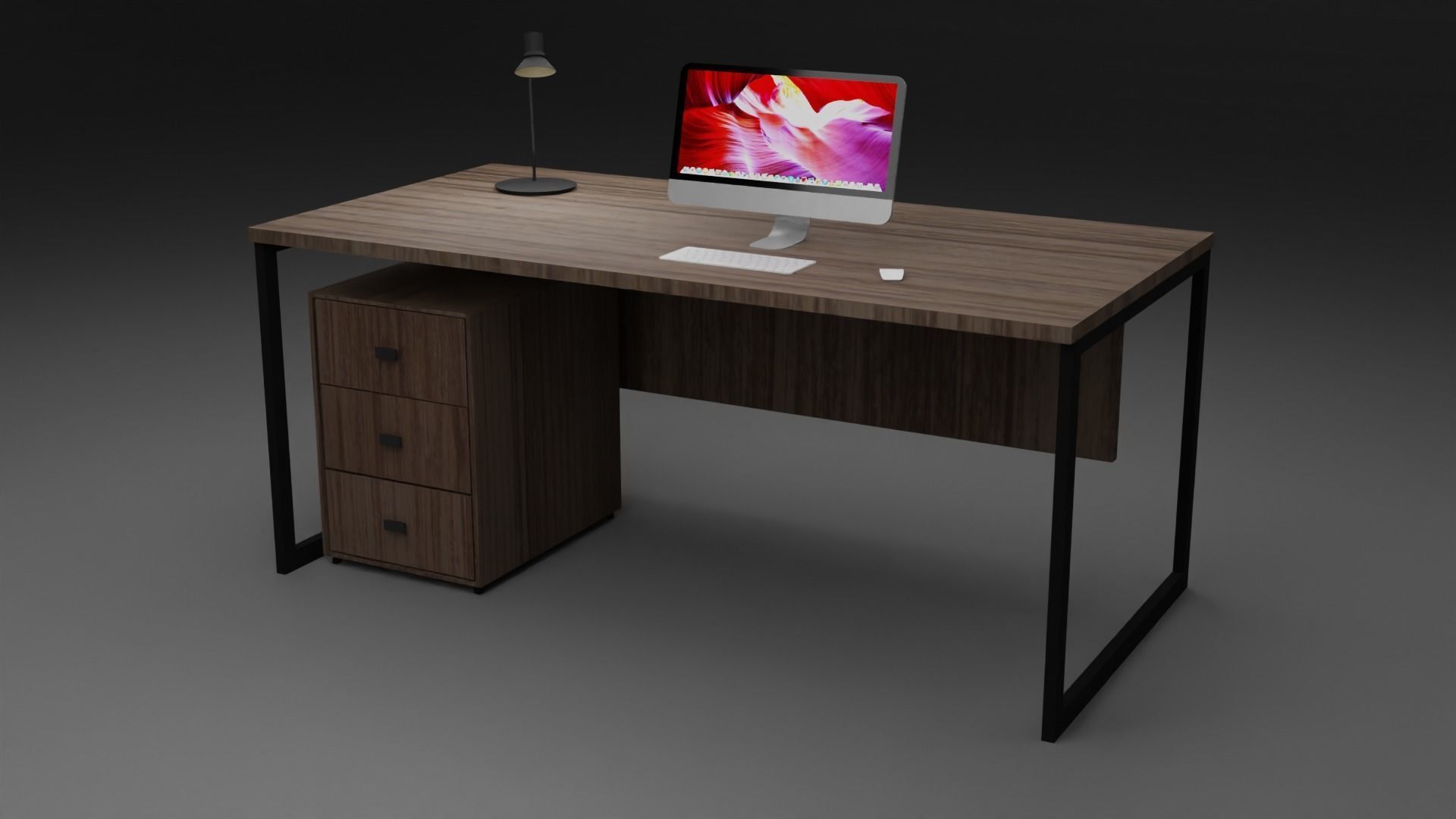 Low Poly office table Free low-poly 3D model_2