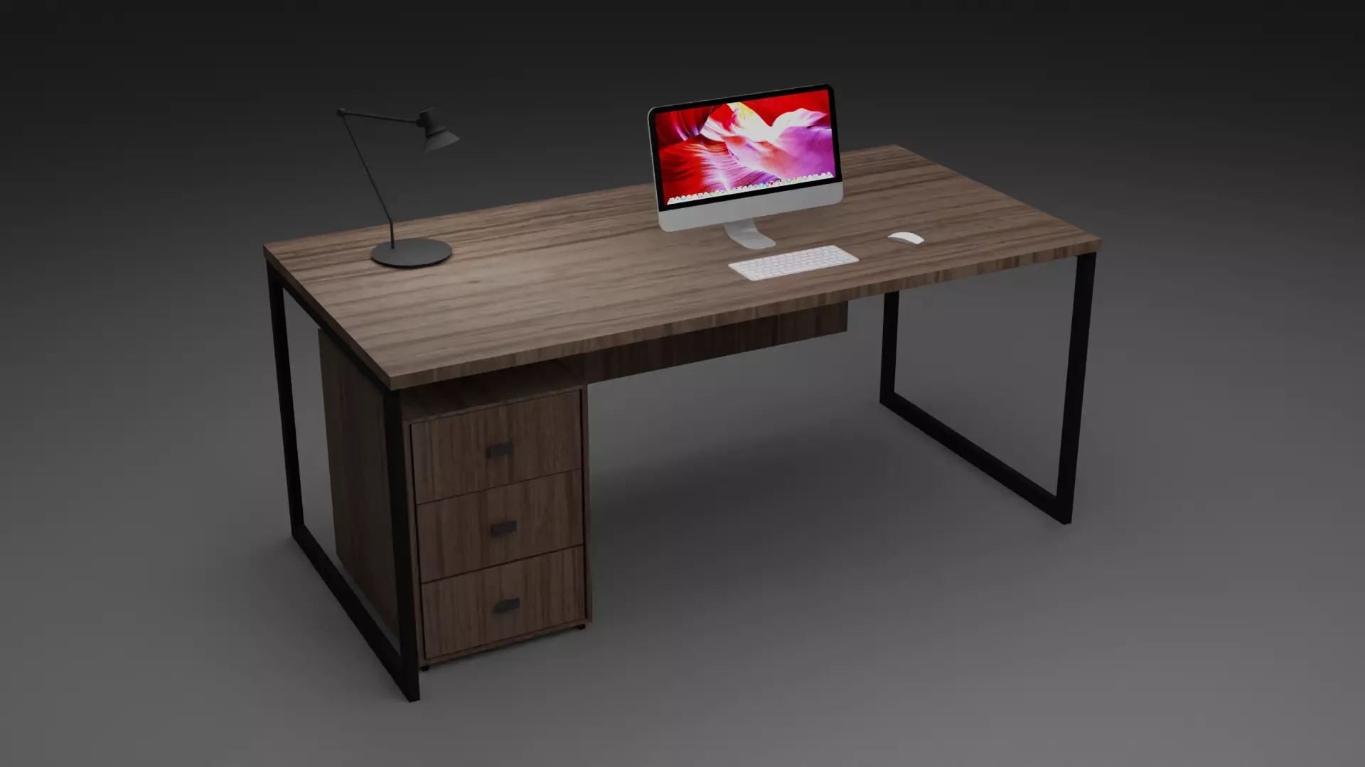 Low Poly office table Free low-poly 3D model_0