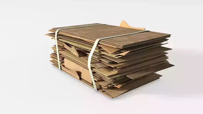 Cardboard Folded Box scream sticker Low-poly 3D model