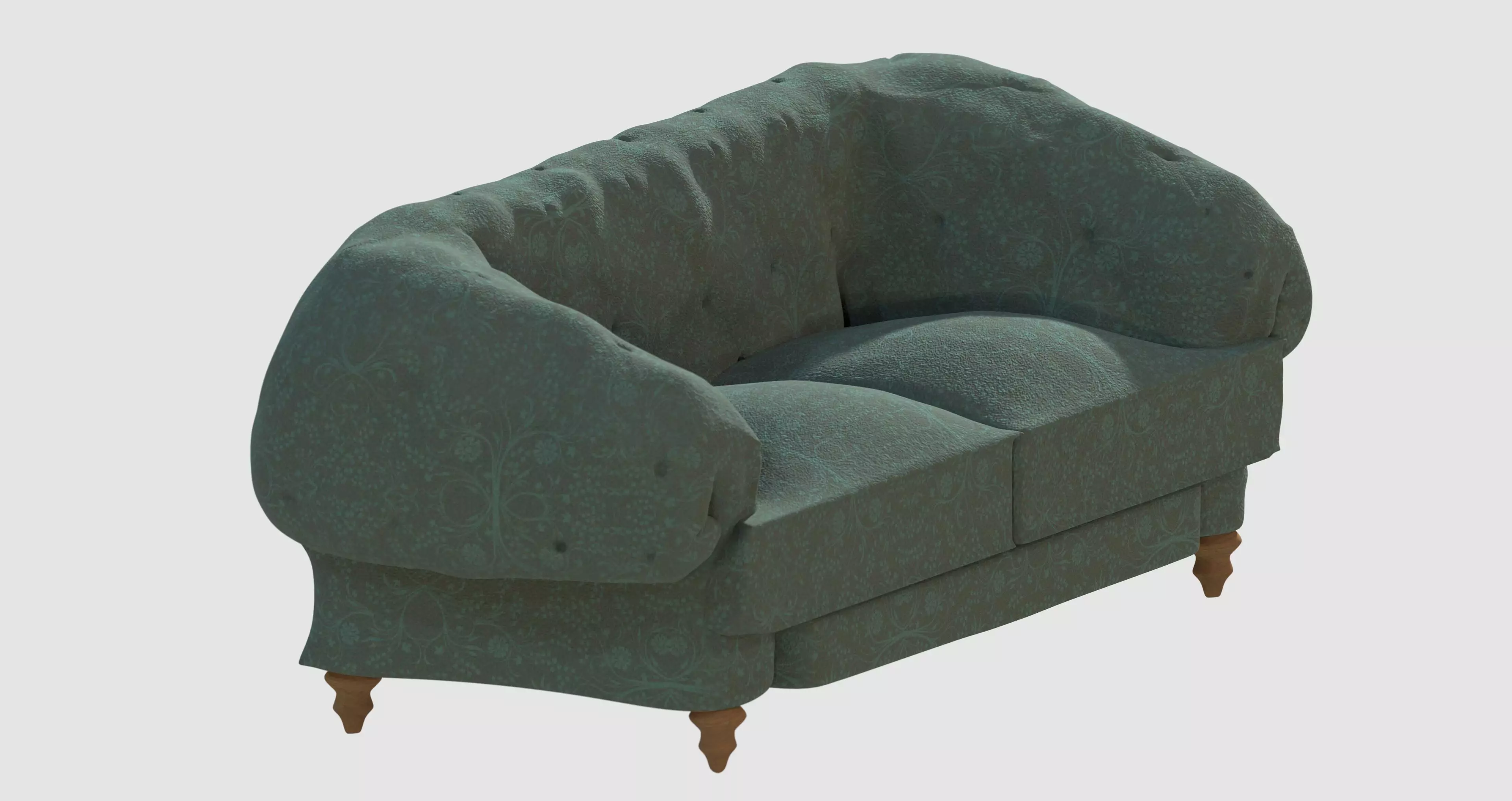 Green capitone basic sofa 3D model