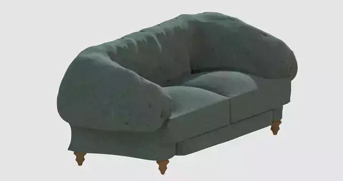 Green capitone basic sofa 3D model