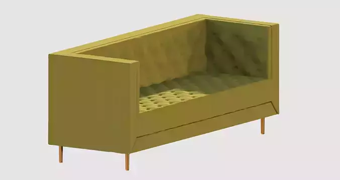 Yellow corner capitone sofa 3D model
