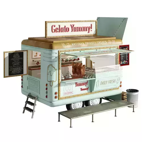Food Truck IceCream green set 2 3D model