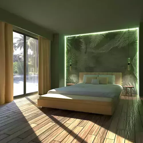 bedroom with walls and wooden floors