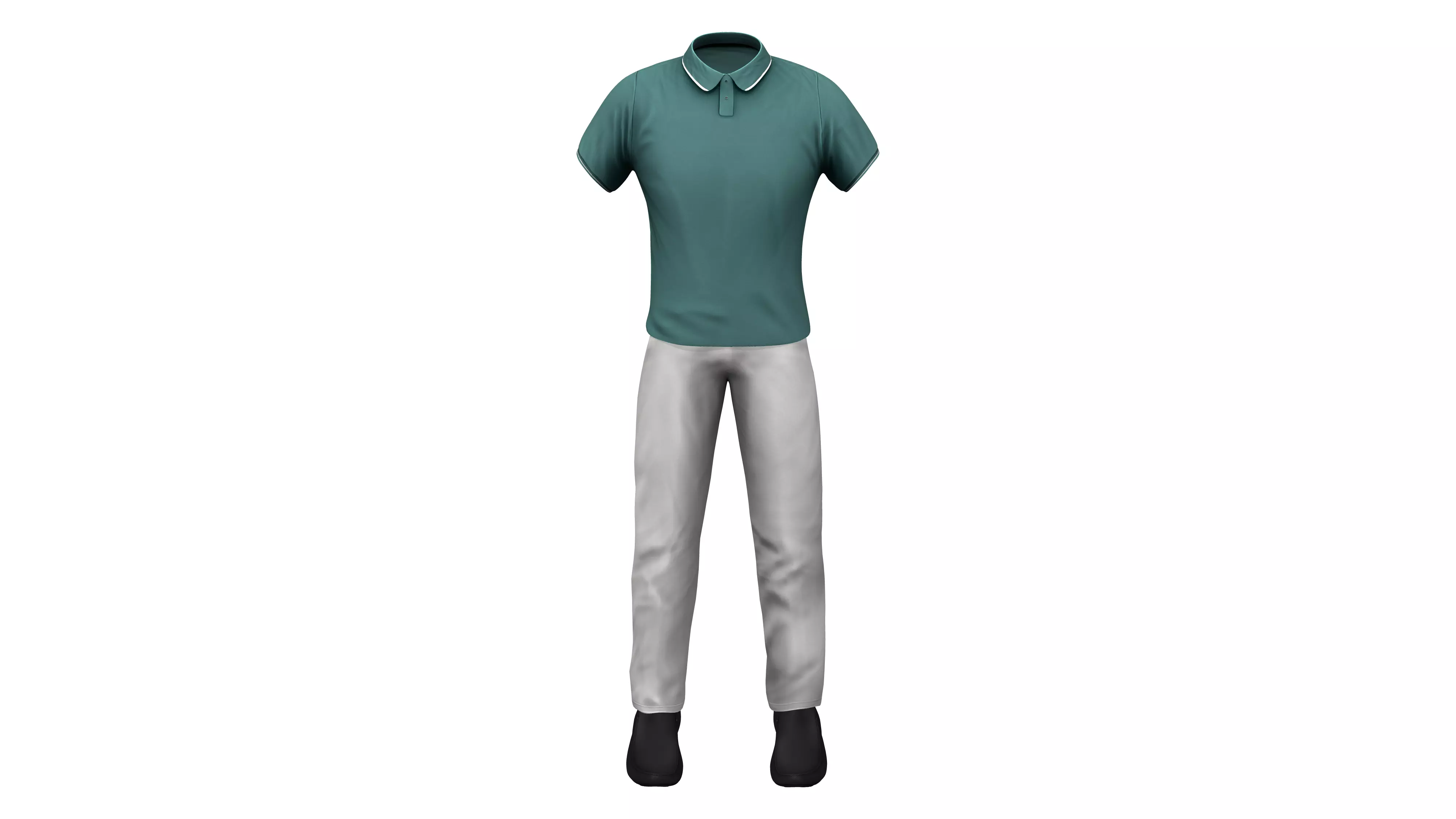 Men Polo Shirt Pants Slip Ons Summer Outfit Low-poly 3D model