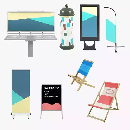 Out-of-home advertising pack 3D model
