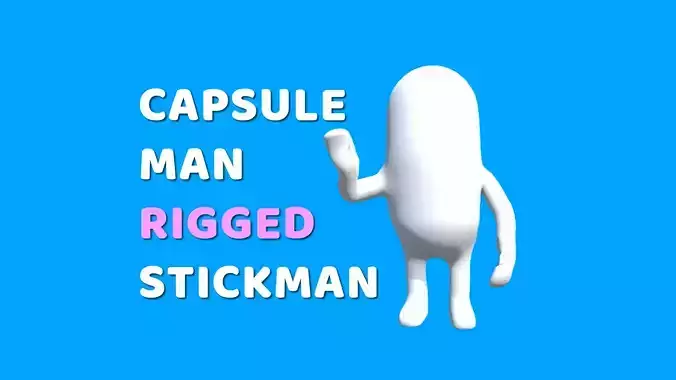 Capsule Man - Rigged 3D Low-poly 3D model