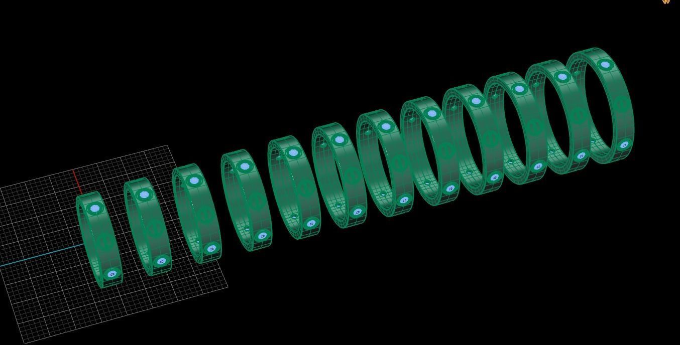 Wedding rings Love Collection version1 All Sizes 4 stone 3D print model_11