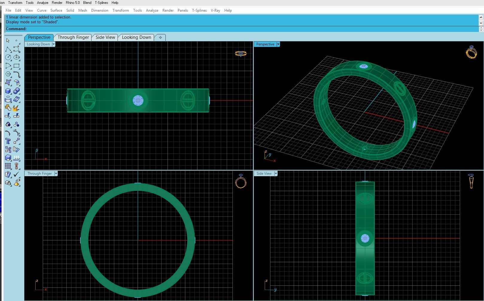 Wedding rings Love Collection version1 All Sizes 4 stone 3D print model_6