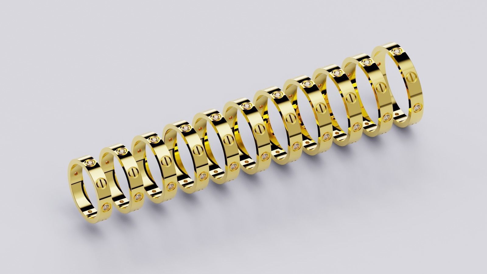 Wedding rings Love Collection version1 All Sizes 4 stone 3D print model_4