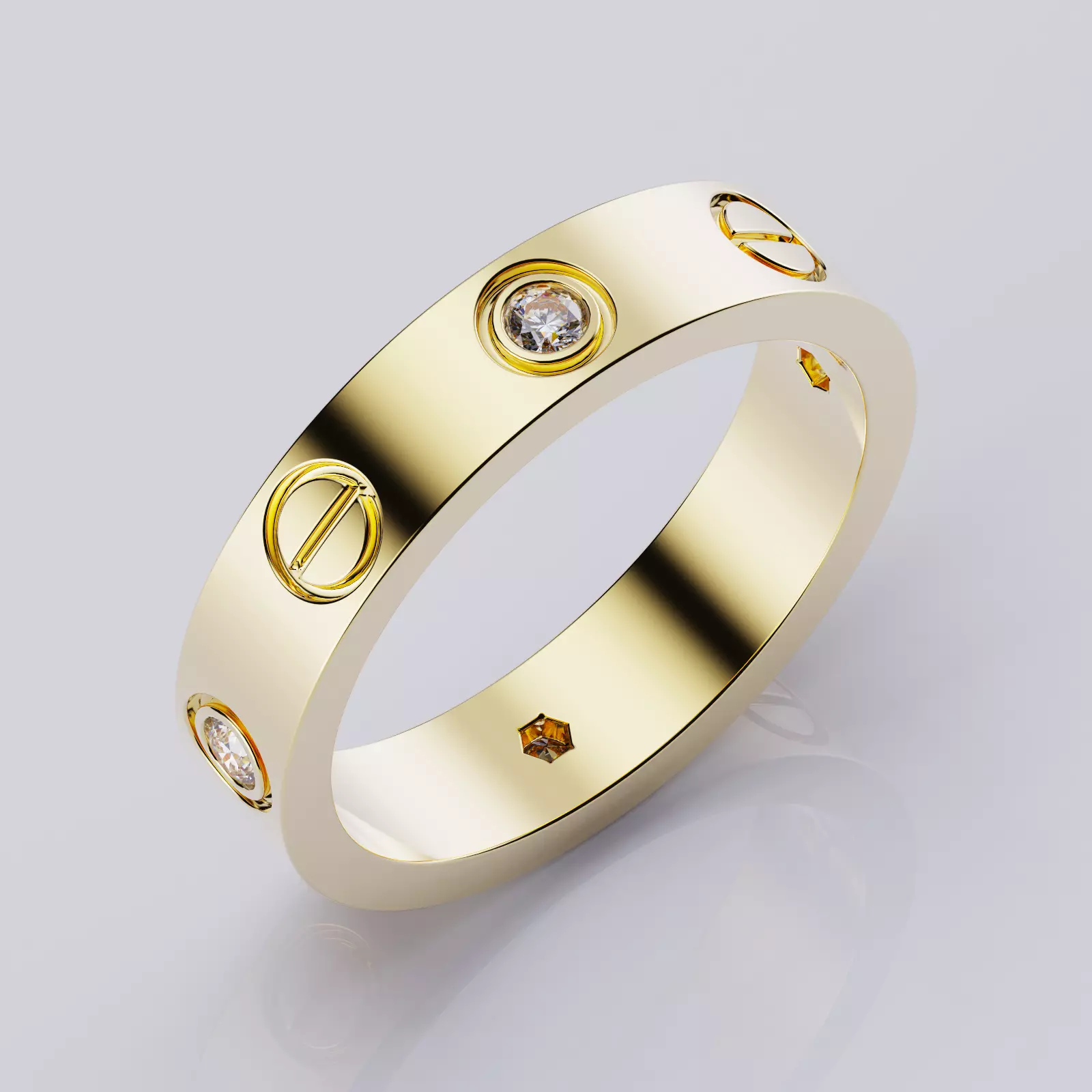 Wedding rings Love Collection version1 All Sizes 4 stone 3D print model_0