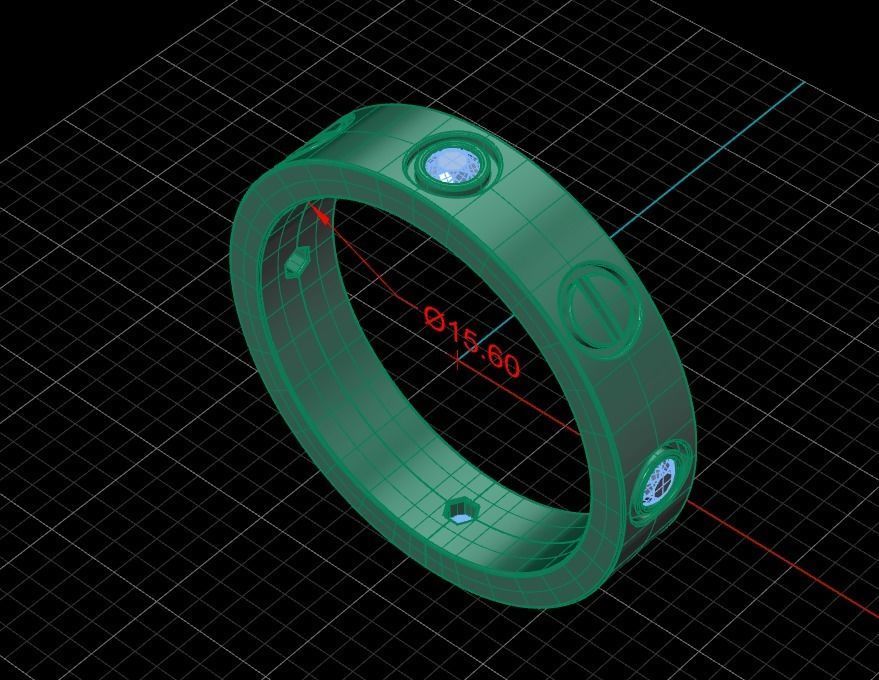 Wedding rings Love Collection version1 All Sizes 4 stone 3D print model_13