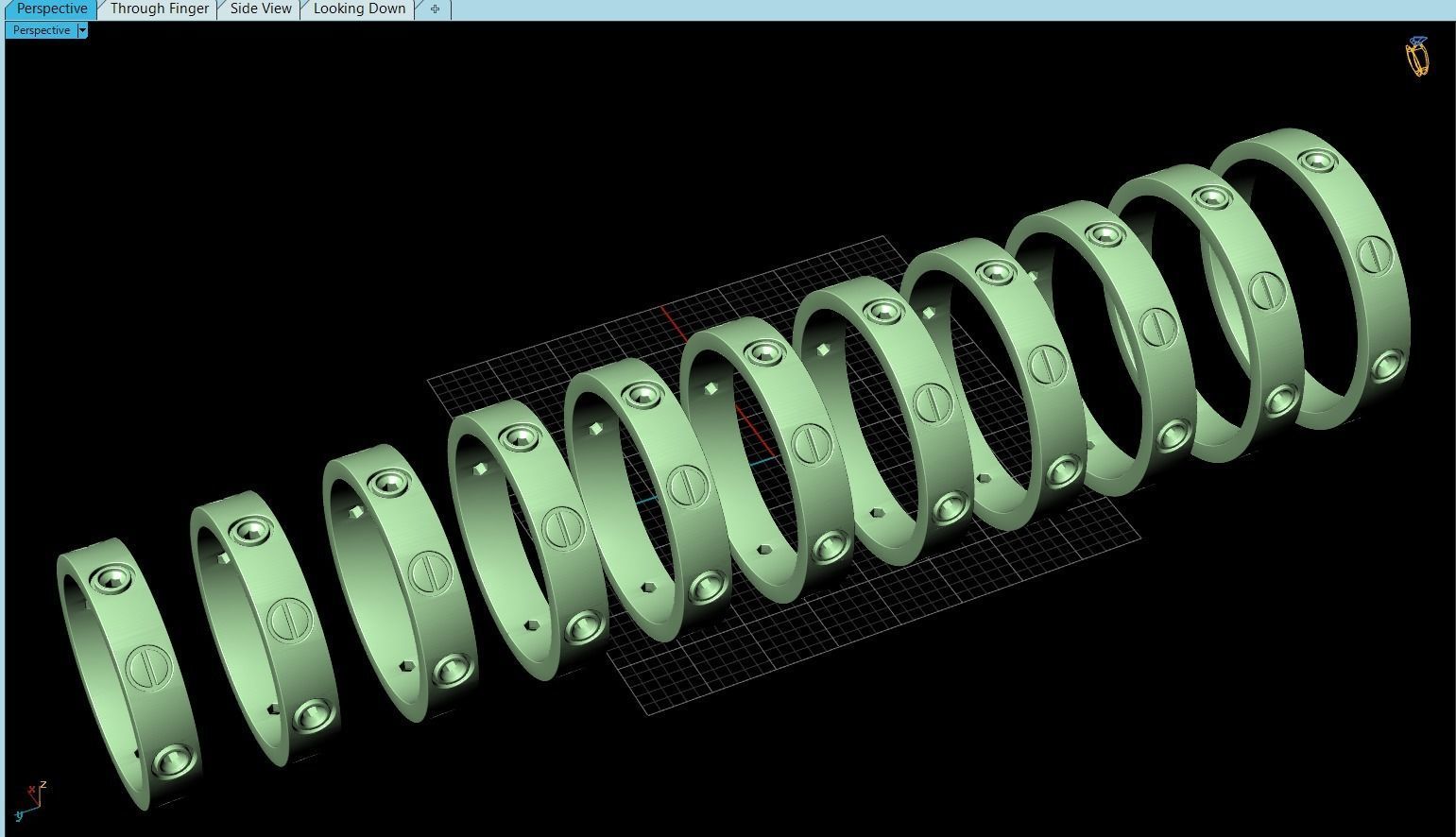 Wedding rings Love Collection version1 All Sizes 4 stone 3D print model_8