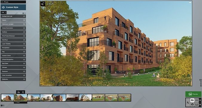 RESIDENTIAL BRICK HOUSE  3D model 7