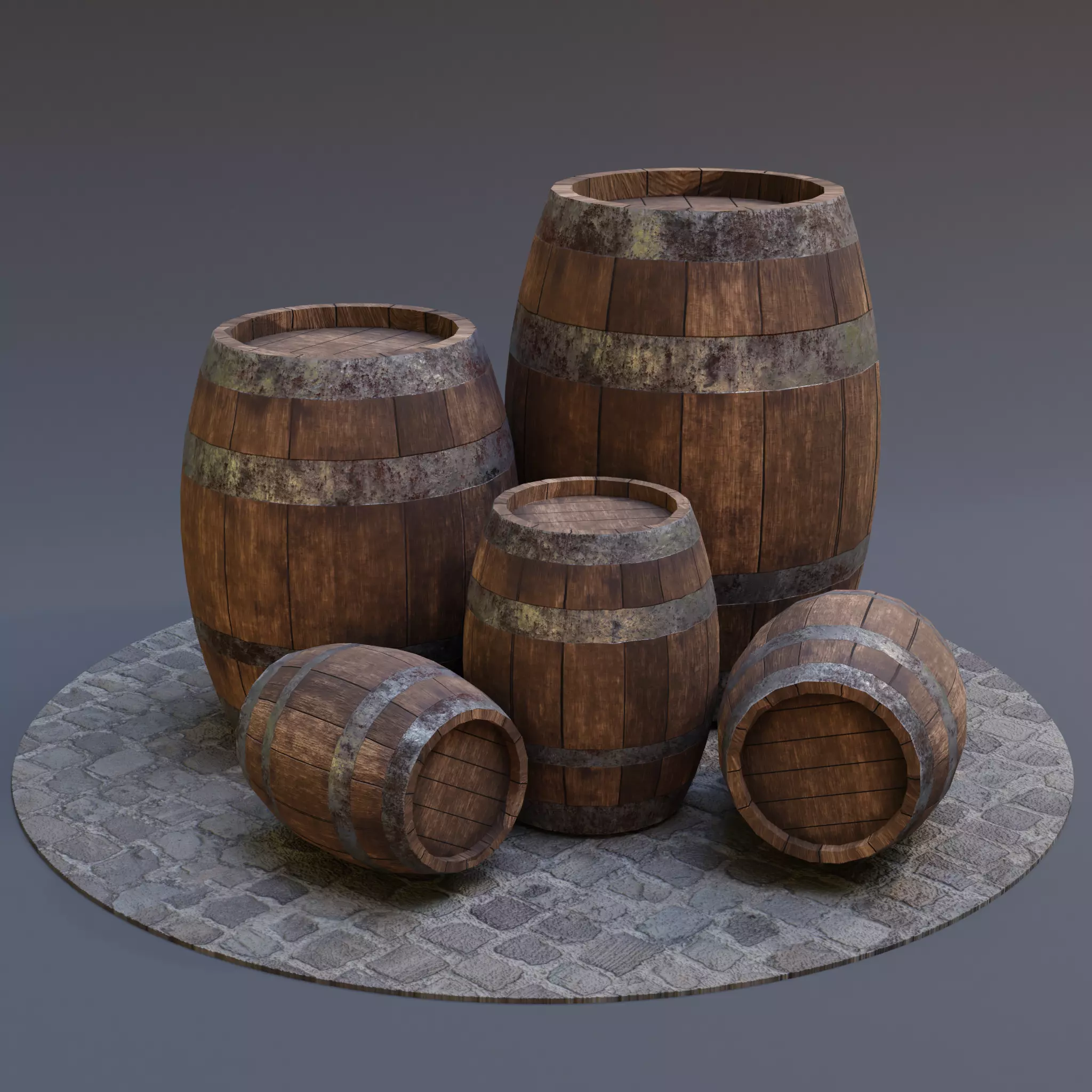Low Poly Wooden Barrel Free low-poly 3D model