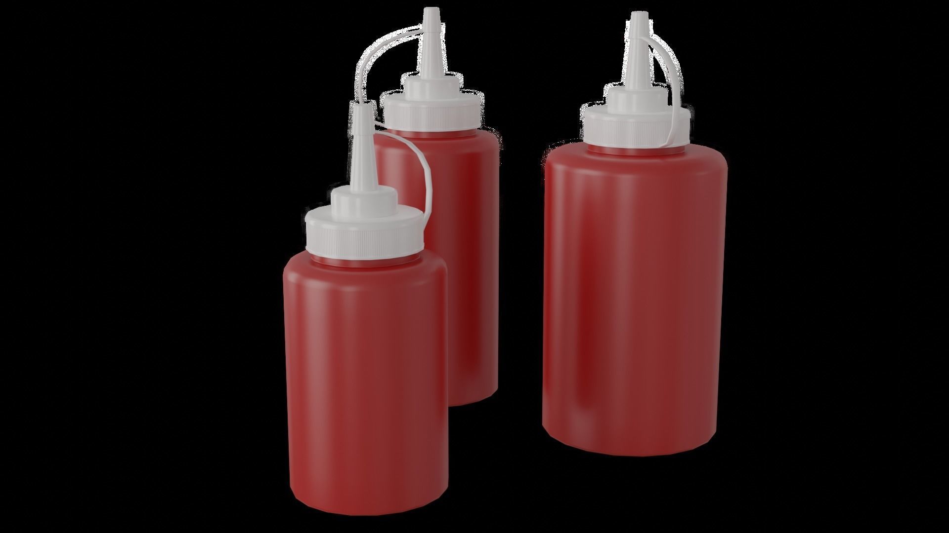 3 in 1 Ketchup Bottles Low-poly 3D model_2