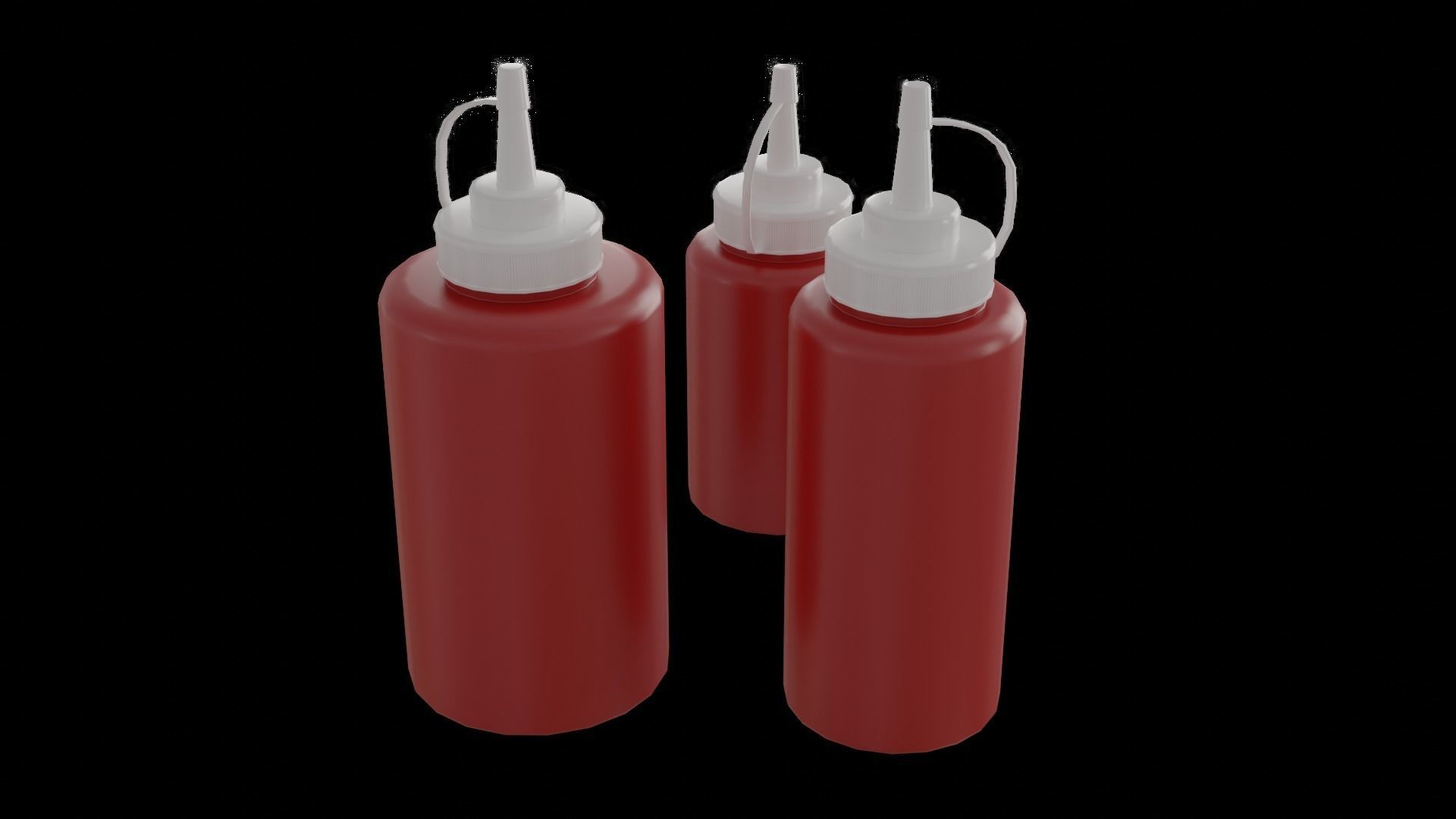 3 in 1 Ketchup Bottles Low-poly 3D model_6