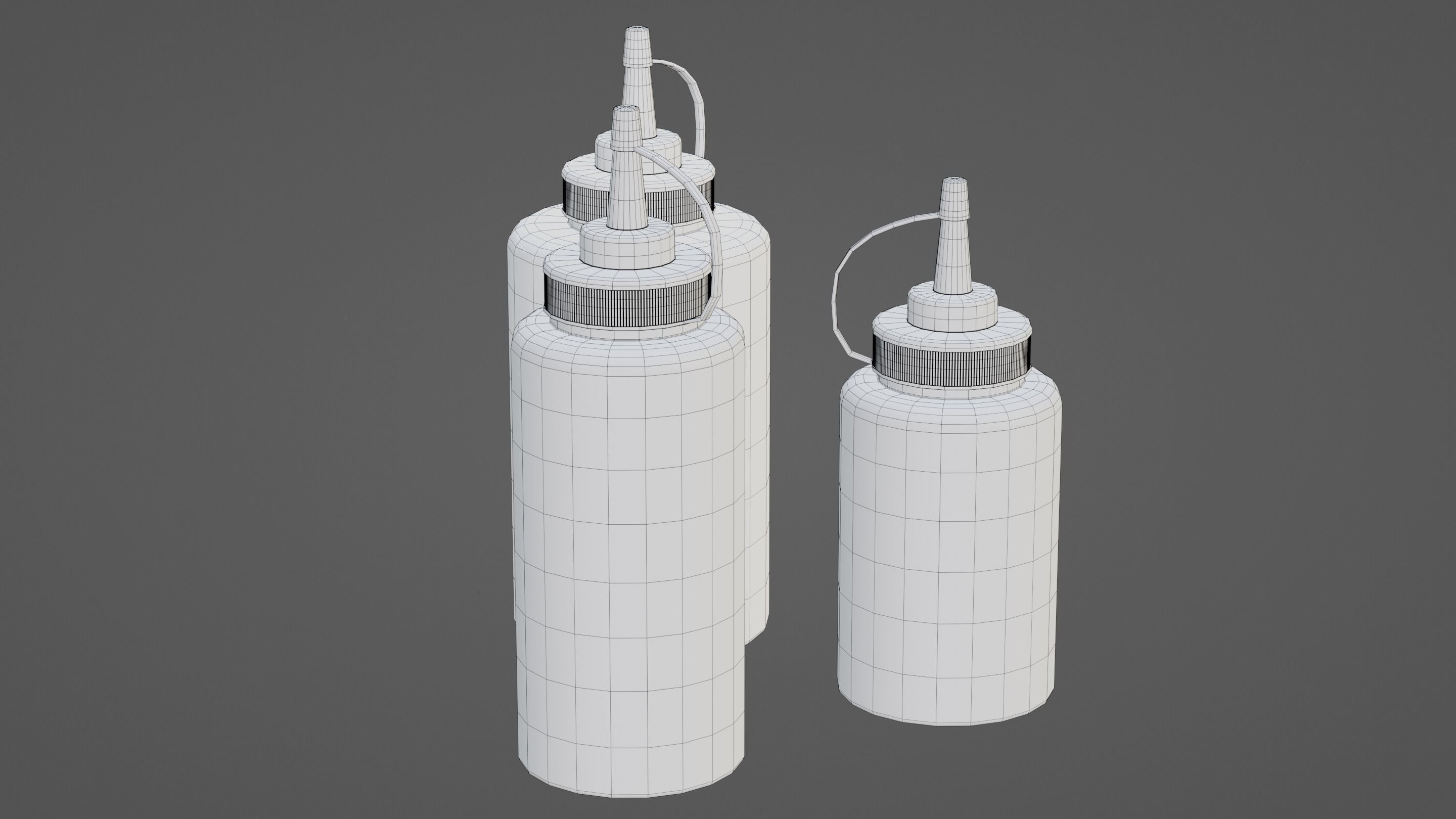 3 in 1 Ketchup Bottles Low-poly 3D model_10