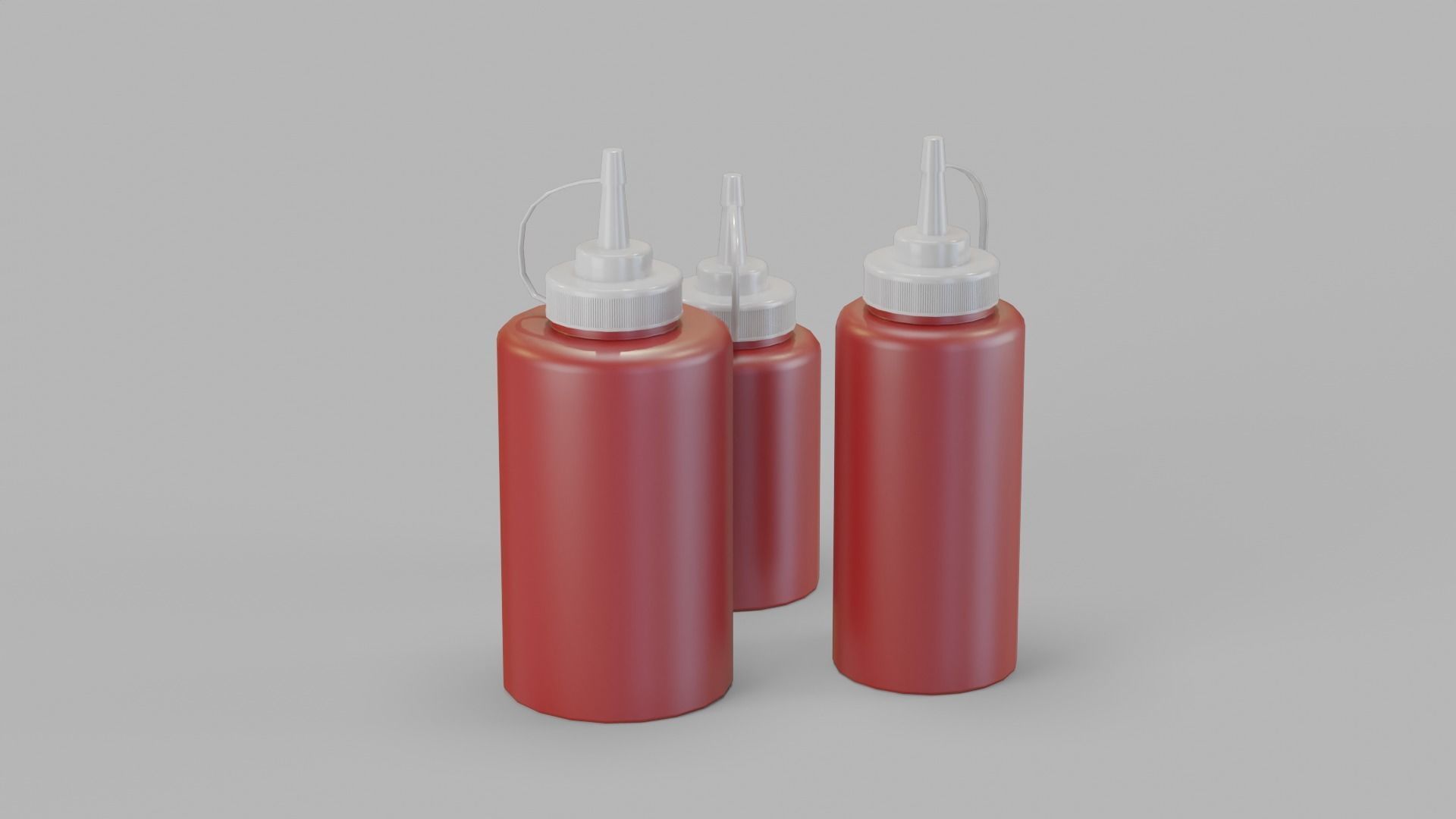 3 in 1 Ketchup Bottles Low-poly 3D model_9