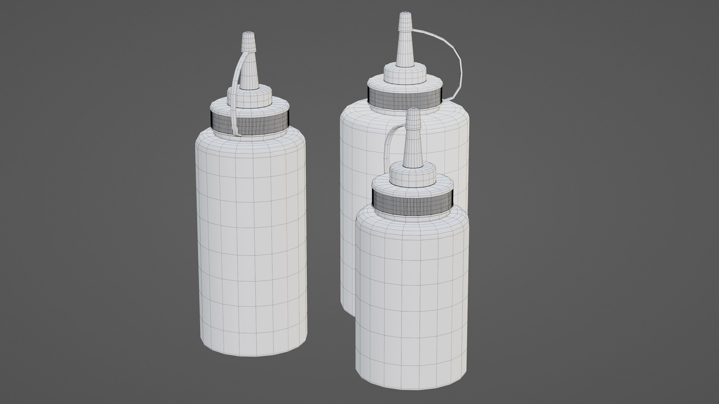 3 in 1 Ketchup Bottles Low-poly 3D model_11