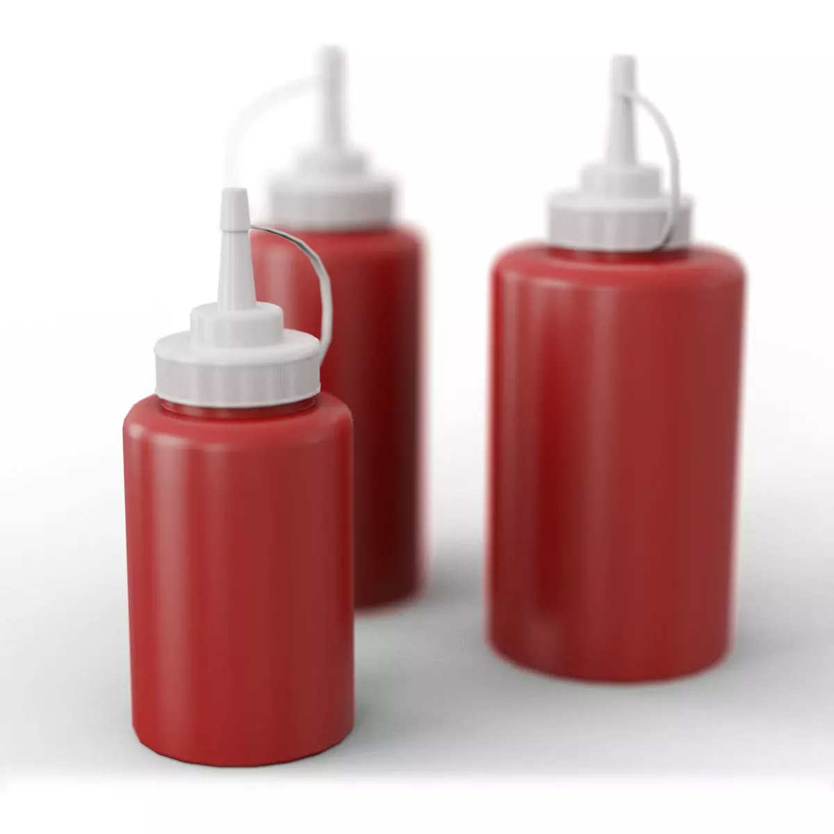 3 in 1 Ketchup Bottles Low-poly 3D model_0