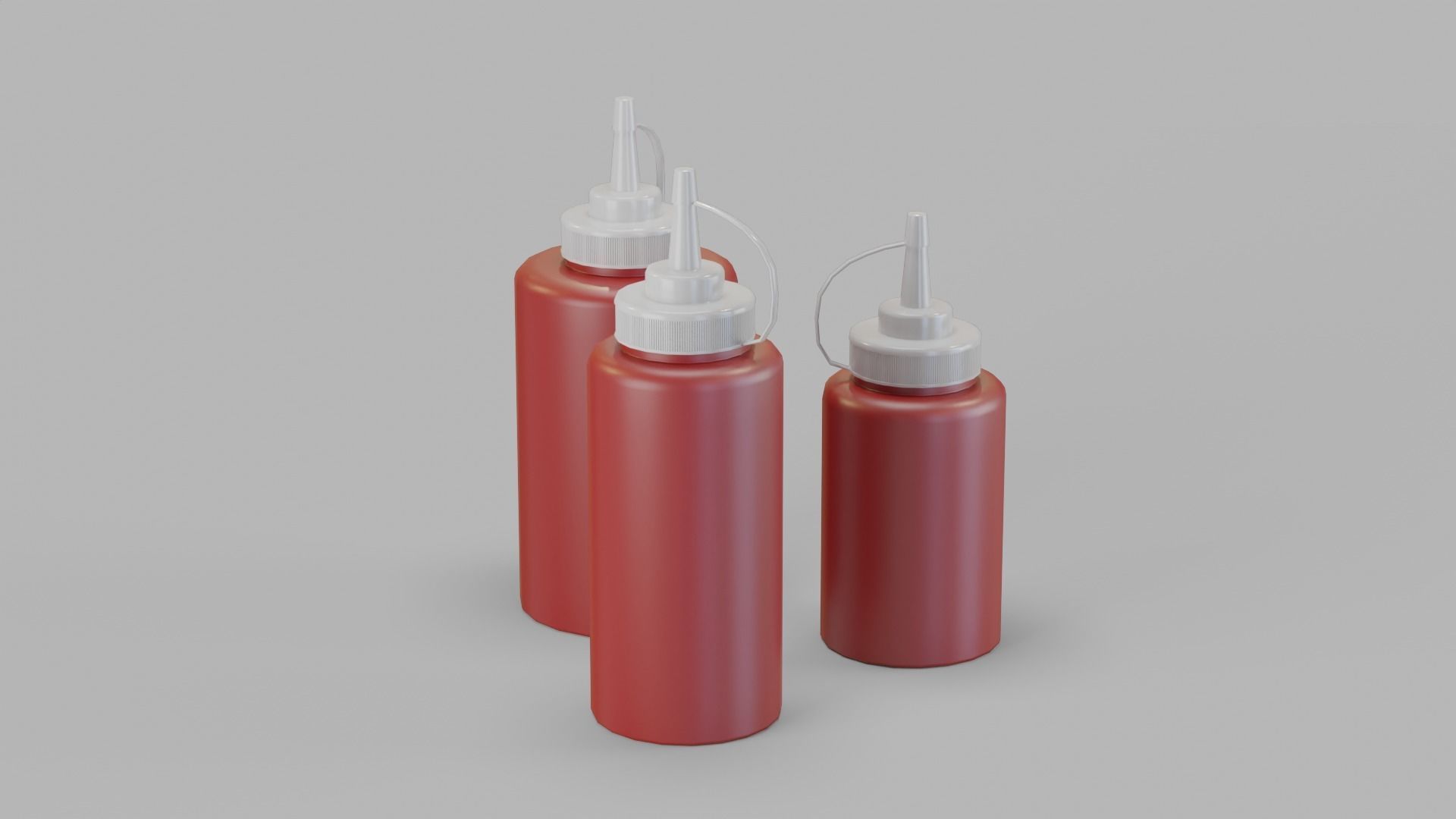 3 in 1 Ketchup Bottles Low-poly 3D model_7